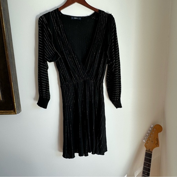 ZARA Knit Gold Metallic Short Dress Size S - Picture 4 of 12